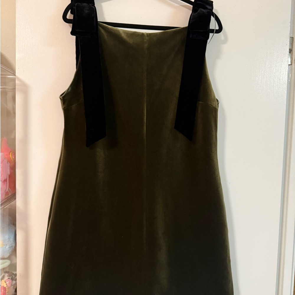 Zara Green Velvet Mini Dress with Black Straps